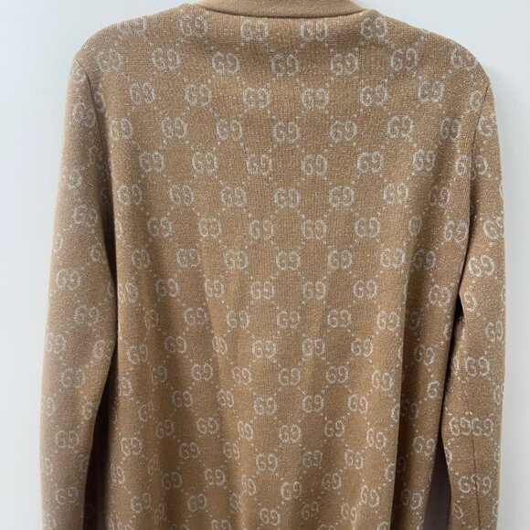 Gucci Lamé Gold GG Logo Jacquard Cardigan XL - Picture 5 of 5